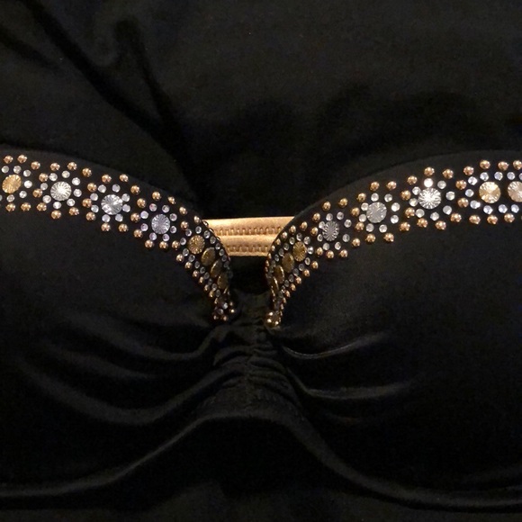 Gold & silver heeled strapless top - Picture 2 of 7